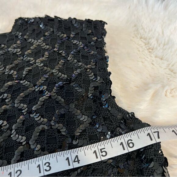 Vintage 60s black sequin sleeveless top zip up back size medium-large - Picture 7 of 9